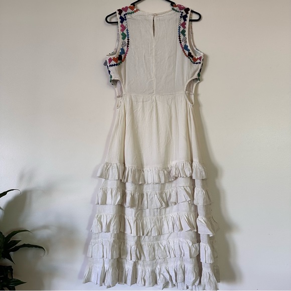 Boho Ethnic Multi color Embroidery Maxi Dress with Frills/ M/ Summer/Festival - Picture 7 of 7